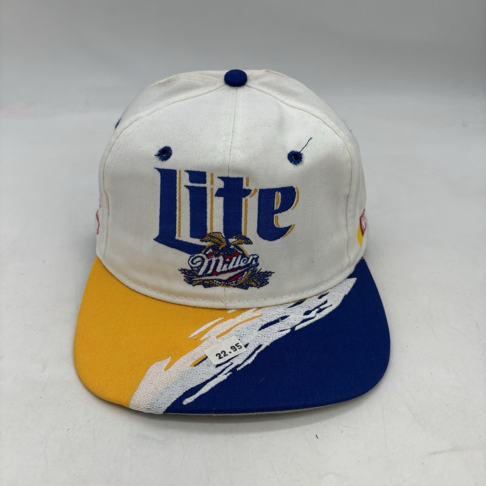 Vintage Rare Miller Light We Race For Beer Snapback Hat Splash Global Caps